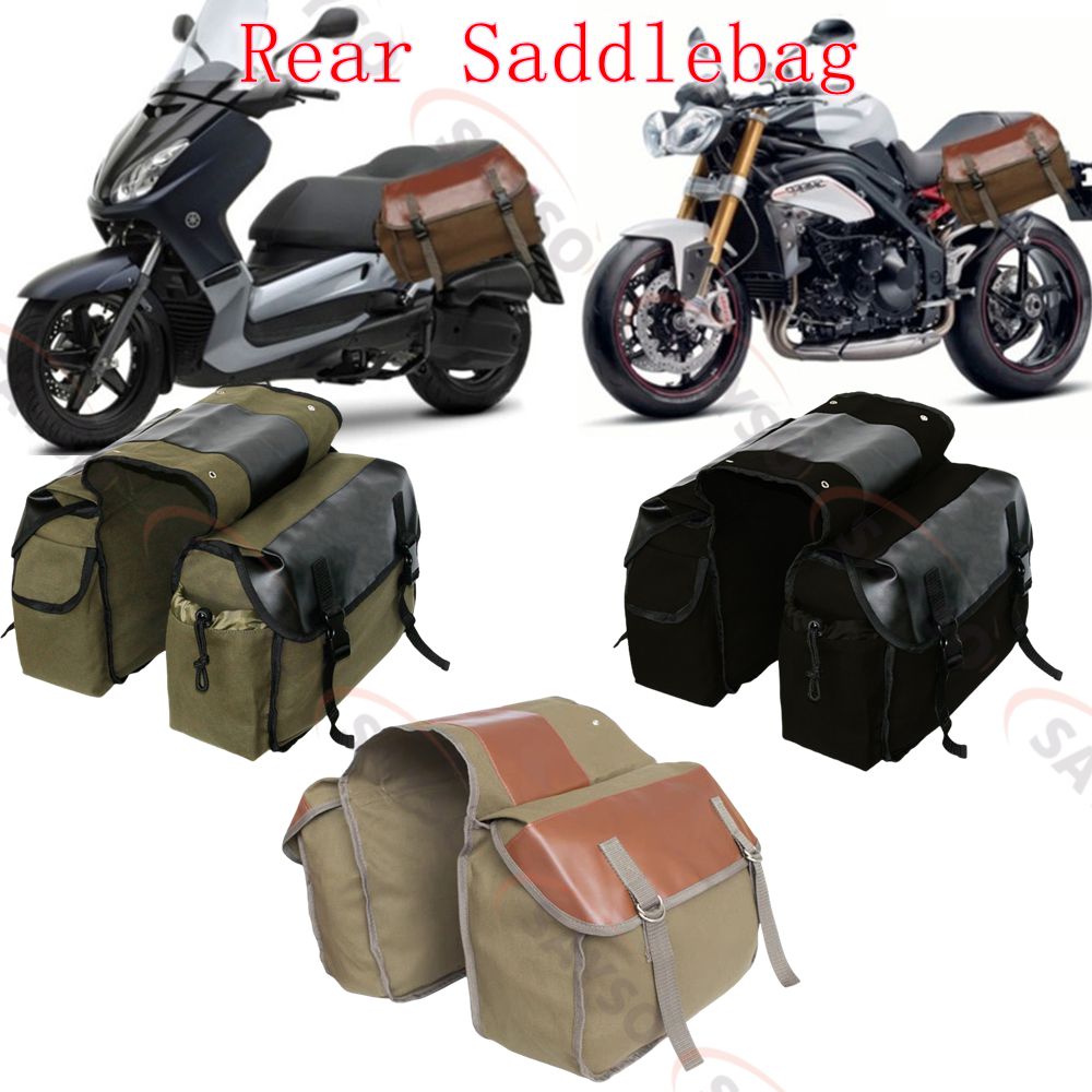 Motorcycle Gear Bag - Leinwand Leder Hinten Satteltasche Motorrad Schwanz